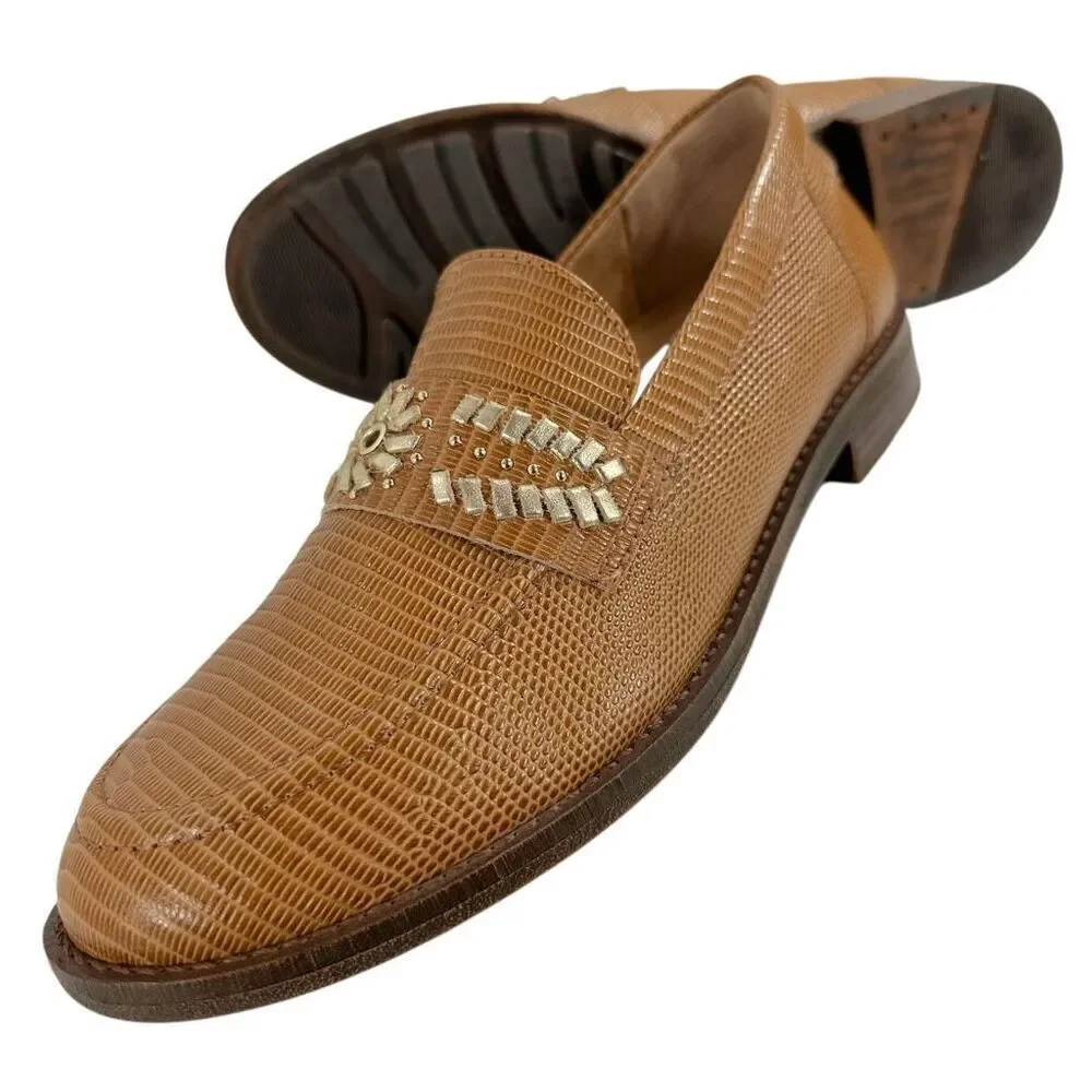 Brioso Frisco Lizard Embossed Leather Loafers Women’s Size 8.5